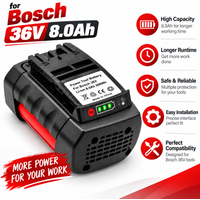 36V 8,0AH Ersatzakku für Bosch 36V Elektrowerkzeuge, Li-Ion-Akku mit hoher Kapazität und langer Laufzeit, LED-Anzeige, robustes ABS-Gehäuse, einfache Installation, kompatibler Akku für