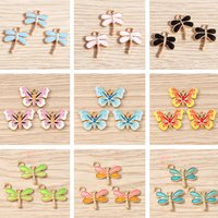 10pcs Cute Animal Charms Enamel Flying Butterfly Dragonfly Charms Pendants for Jewelry Making Necklace Earrings DIY Craft Supply