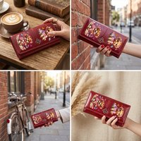 Highland Cow Print Leather Women's Wallet Luxury Long Purses for Women Cards Holder Wallets with Zip Coin Pocket Ladies Handbags