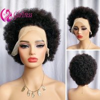 Premium Afro Kinky Curly Human Hair 13x4 Lace Frontal Glueless Wigs for Women 250% Density Brazilian Remy Hair Wig Natural Color