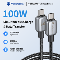 Yottamaster Zinc alloy braiding Type-C Charger Cable 1m 1.5m 2m 100W Type C fast charging cable For iPhone MacBook iPad Switch
