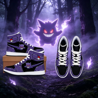 Anime Pokemon Gengar Custom Print High-Top Sneakers Men Women Fashion Streetwear Casual Shoes Breathable Comfortable