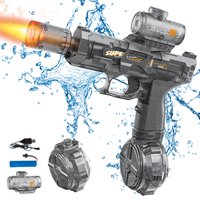Children Electric Water Gun Long Range Shooting Automatic Continuous Firing Squirt Gun with Lights Kids Summer Outdoor Pool Toys