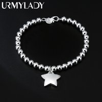 925 sterling silver 4MM Bead Chain Star Pendant Bracelets for women Fashion Designer Party Wedding Accessories Jewelry Gifts