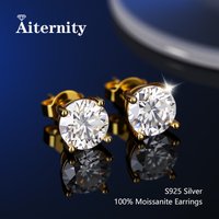 Pass Diamond Tester Pen Moissanite Studs Earrings For Men Women 18K Plated Bride Wedding Gemstone 925 Silver Earrings