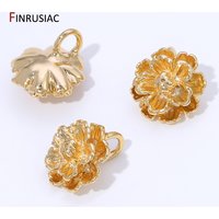 14K Gold Plated Brass Flower Shape Charms Pendant For Jewelry,Blooming Floral Charms For DIY Bracelet Earrings Accessories