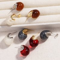 2024 New Arrival Retro Simple Elegant Brown Resin Stud Earrings For Women Fashion Cute Geometry Jewelry Accessories Gifts