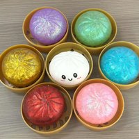 Realistic Giant Dumpling Squeeze Toy with Bamboo Steamer Soft TPR Dough Ball Decompression Fidget Toy Funny Creative Gifts