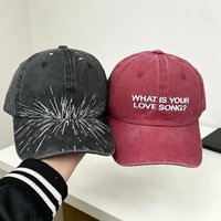 2 Styles Washed Cotton Worn Baseball Cap Vintage Printed Soft Top Denim Hat Adjustable Unisex Daily Sun Hat for Men Women