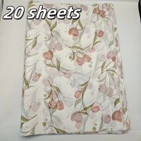 Floral Tulip Patterned Tissue Paper Gift Wrapping with Green Leaves Wine Bottle Wrapping Paper Double-Sided Box Filling Paper