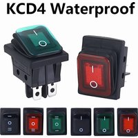 ON OFF KCD4 waterproof and oil proof switch four feet 2 file red green with lights six foot rocker power switch LED 12V 220V