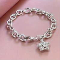 cute 925 sterling Silver Buckle Star chain Bracelet for women lady men, Suitable for lover woman men Fashion Jewelry Party Gifts