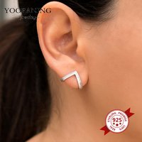 925 Silver Ear Needle Triangular Earrings Neutral Earrings Simple Geometric Earrings Fashionable Jewelry Accessories Wholesale