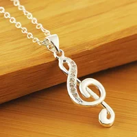 925 Sterling Silver Necklace 18 inch crystal Elegant musical note For Women high quality Fashion Jewelry Christmas Gift