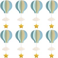 8/4 Pcs Pastel Blue Large Size Hot Air Balloon Garland Decor Paper Cloud Hot Air Balloon Hanging Birthday Baby Shower Decoration