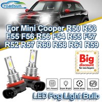 ROADSUN For Mini Cooper R50 R53 F55 F56 R56 F54 R55 F57 R52 R57 R60 R58 R61 R59 2X Canbus LED Fog Light Bulbs Fog Lamp Ampoules