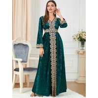 Dubai Velvet Muslim Dress Women Kimono Jubah Long Robe Abaya Hijab Dresses Islamic Clothing Turkey Arabic Dress Moroccan Kaftan