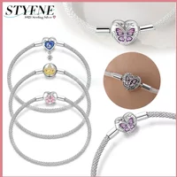 Sterling Silver 925 Retro Butterfly Golden Crown Original Bracelet Diy Beaded Accessories Temperament for Women Jewelry Gifts