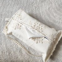 French Lace Embroidered Tissue Box Cover Fabric Hanging Car Tissue Holder Shabby Chic Paper Napkin Case for Room Desktop Storage