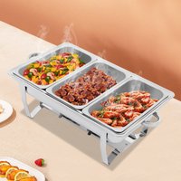 Stainless Steel Chafing Dish Buffet Set Rectangular Breakfast Plates Divided Plates Warmer Buffet Dishes for Restaurants