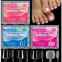 240/320pcs/Box French Tip Press-On Toenails Transparent System Square Shape Foot Nails Short Length Finish False Toe Nails Set