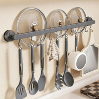 Kitchen Storage Rack Aluminum Alloy Hook Rack Wall Mounted Kitchen Utensil Storage Rack Bathroom Robe Towel Hanger