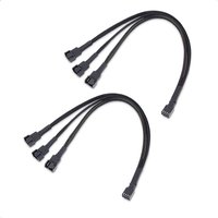 3/4 Pin PWM Fan Cable 1 to 3 Ways Splitter Black Sleeved Extension Cable PMW Fan Connector Cord Lines Computer Wires