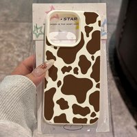 Brown Cow Pattern Lychee Texture Phone Case For iPhone 11 12 13 14 15 16 17 Pro Max 17 Air 15 14 Plus X XS XR 16E Soft Cover