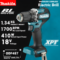 Makita DDF487 18V Bürstenloser Akku-Bohrschrauber Kompaktes Hochdrehmoment-Werkzeug mit Variabler Geschwindigkeit für Holzarbeiten, Kompatibel mit Makita-Akkus