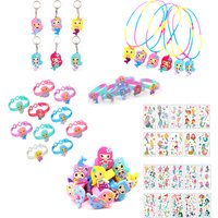 Children's Mermaid Birthday Party Decorations Tatoos Necklace Ring Bracelet Keychain Gift For Guest Party Favors Kids Girls Toys