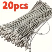10/20pcs Stainless Steel Wire Keychain Rope Camping Supplies Wire Cable Loop Screw Lock Ring Keyring Outdoor Gadget Carabiner
