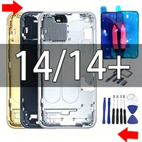 Middle Housing Frame For iPhone 14 14 Plus, Replacement Chassis With SIM Card Tray, Side Buttons, Battery Adhesive & Screen seal