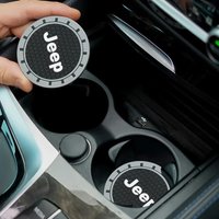 Car Cup Coaster 2Pcs Anti-Slip Silicone Waterproof Mat for Jeep Renegade Wrangler JK JL Grand Cherokee Auto Interior Accessory