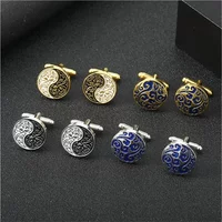 1Pair Trendy Tai Chi Jewelry Men's Cufflinks Round Shaped Wedding Party Cufflink French Shirt Cuff Buttons Boyfriends Gift 2025