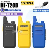 1/2/4x Baofeng BF-T20D Mini Walkie Talkie Noise Reduction Updated BF-T20 UHF Portable Ham Radio USB-C 5KM Long Range For Camping