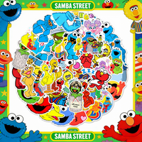 50Pcs / Lot Cute Sesame Street Stickers Not Repeating Waterproof Stickers For Kids Party Favors Gift Decoration