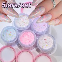 1set Pink Jar Colorfuls Gold Foils Dipping Acrylic Powder Nail Glitter Set Professional Nail Art DIY Manicure Extension Pigment