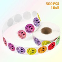 500Pcs Smile Face Stickers Roll Laser Colorful Happy Face Sticker for Classroom Back to School Birthday Teacher Reward,1inch