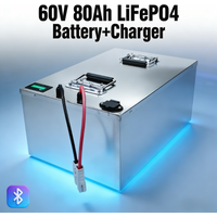 60V 80Ah LiFePO4 Battery | 6000W High Power Deep Cycle Battery for Golf Cart, Solar, Tricycle | Built-in BMS & Charger