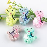 5Pcs Silicone Beads Dinosaur/Hedgehog Animal Focus Bead DIY Accessories For Pens Bracelet Necklace Keychain Make