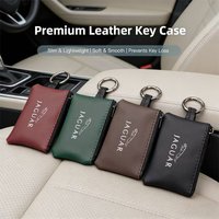 Car Leather Key Wallet Card Bag Emblem keychain Pouch For Jaguar XKR XEL XFL S F XK XJL XJ6 XJS E-Pace I-Pace S-Type X-Type XFR