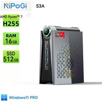 NIPOGI Mini PC R7 H255 4.9GHz WIFI6 BT5.2 Mini Computer LPDDR5 6400MHz PCIe4.0 SSD 2.5G LAN USB4.0 Mini Computer With RGB Light