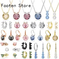 2026 New Trend Fine Crystal Jewelry Sets Charming Gold Pink Blue Water Droplet Fashion Pearl Women's Necklaces Bracelet Earrings