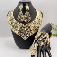 Italian Dubai Simple Style Big Bold Necklace Luxury Quality African Bride Jewelry Set For Women Party Gifts FHK22874
