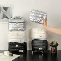 Puffer Makeup Bag Travel Organizer, Lightweight Cosmetic Storage Bag with Zipper, Portable Toiletry Bag for Women
