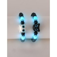 2Pcs Cuet Cat Light in Dark Beads Lover Bracelets
