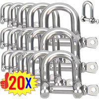 20-5pcs D Shackle Titanium Steel Heavy Duty with Screw Pins Chain Wire Rope Lifting Camping Carbon Steel M6 Straight D Shackle