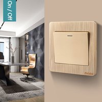 High Quality Gold Wall Switches with LED Lamp Home Accessories Wall Light Switch Panel Durable 1Way Button 1/2/3/4 Gang