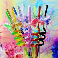 8-pack of butterfly-themed straws, reusable, perfect for family gatherings, birthday parties, themed parties, holiday celebratio