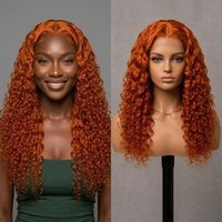 24 Inch 13x4 Lace Front Ginger Orange Deep Curly Synthetic Wig, Pre Plucked Hairline, Natural Fluffy Heat Resistant Fiber